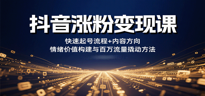 抖音涨粉变现课，快速起号流程+内容方向+情绪价值构建与百万流量撬动方法-雪白的乌云