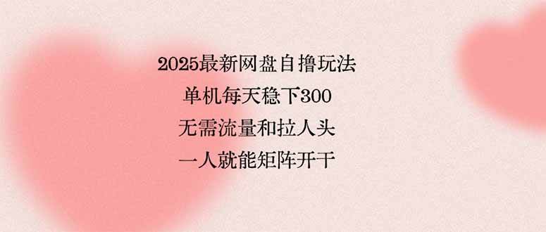 （15831期）2025最新网盘自撸玩法，单机每天稳下3张，无需流量和拉人头，一个人就…-雪白的乌云