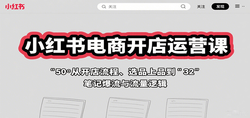 小红书电商开店运营课：从开店流程、选品上品到笔记爆流与流量逻辑-雪白的乌云
