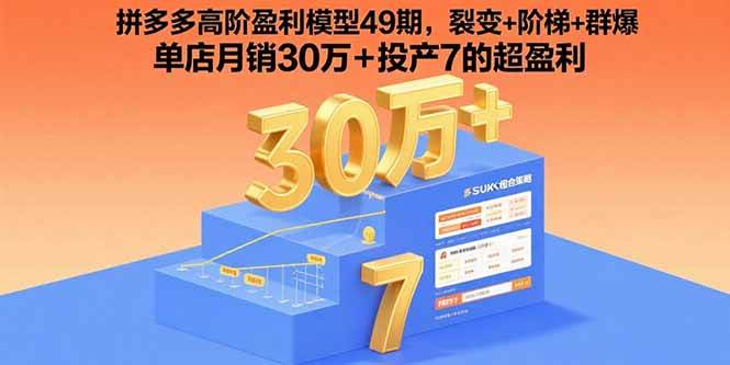 （15832期）拼多多高阶盈利模型49期，裂变+阶梯+群爆 单店月销30万+投产7的超盈利-雪白的乌云
