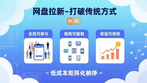 网盘拉新-打破传统方式，低成本矩阵化躺挣，全民可参与、矩阵可复制、收益可持续【揭秘】-雪白的乌云