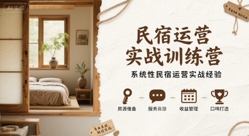 民宿运营实战训练营，系统性民宿运营实战经验-雪白的乌云